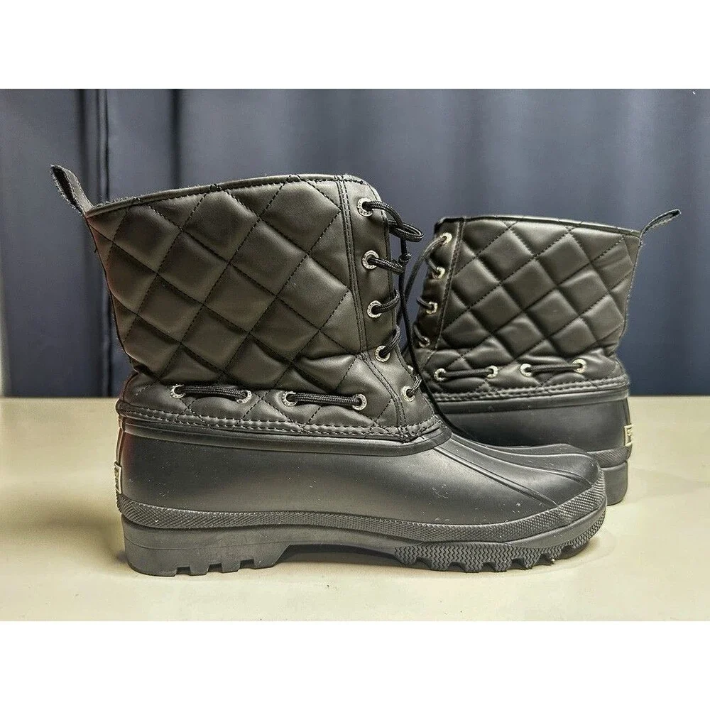 Sperry Men’s Quilted Winter Duck Boots Black Size 10M Waterproof Insulated STS83